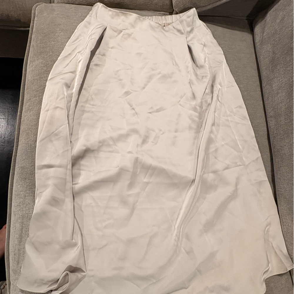 Silver Maxi Satin Skirt